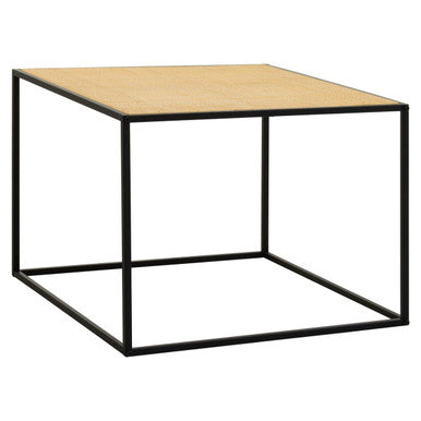Natural Rattan Top and Black Metal Coffee Table, Depok