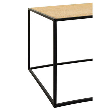 Natural Rattan Top and Black Metal Coffee Table, Depok