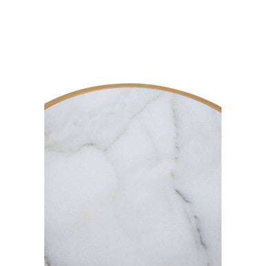 Set of 2 White Marble Top and Gold Metal Frame Nesting Tables, Colva