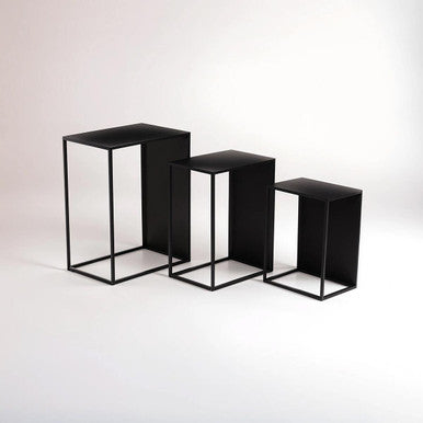 Set of 3 Black Iron Rectangular Nesting Tables, Avento