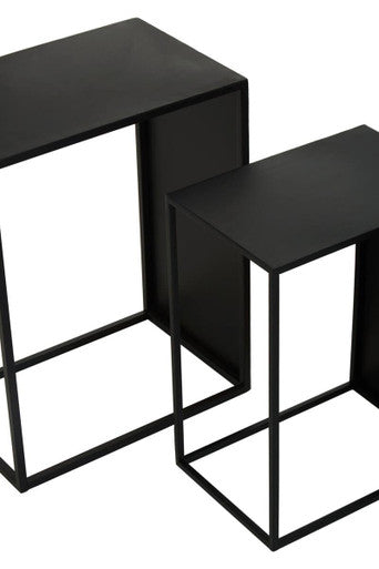 Set of 3 Black Iron Rectangular Nesting Tables, Avento