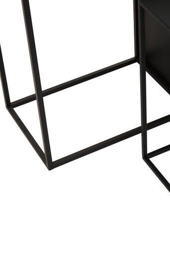 Set of 3 Black Iron Rectangular Nesting Tables, Avento