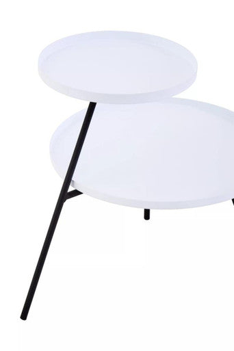 White Iron Tray Top and Black Iron Legs 2 Tie Side Table, Trosa