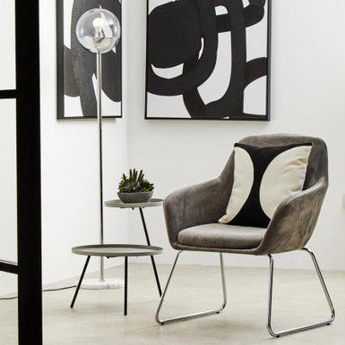 Grey Iron Tray Top and Black Iron Legs 2 Shelf Side Table, Trosa