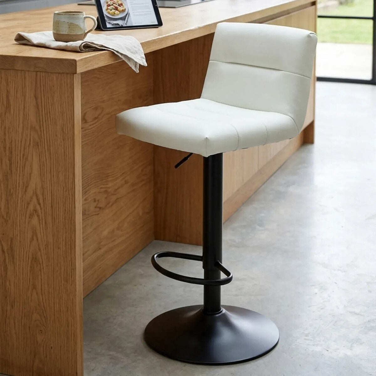 Baina White Leather Effect Bar Stool