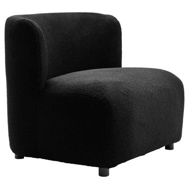 Montreal Black Boucle Effect Lounge Chair with Curved Back