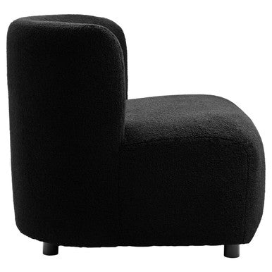 Montreal Black Boucle Effect Lounge Chair with Curved Back