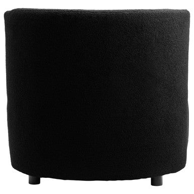 Montreal Black Boucle Effect Lounge Chair with Curved Back