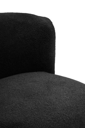 Montreal Black Boucle Effect Lounge Chair with Curved Back