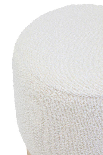 Mota Burl Wood And Cream Boucle Round Stool