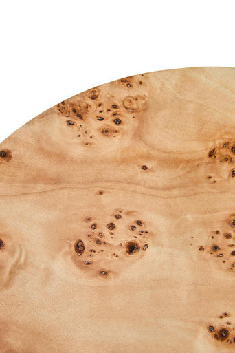 Natural Burl Wood Round Side Table with Drum Shape Design, Mota