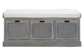 Heritage Grey Wood Storage Bench with 3 Drawers