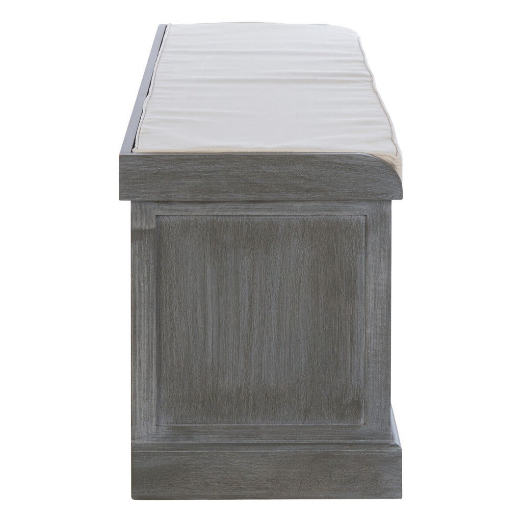 Heritage Grey Wood Storage Bench with 3 Drawers
