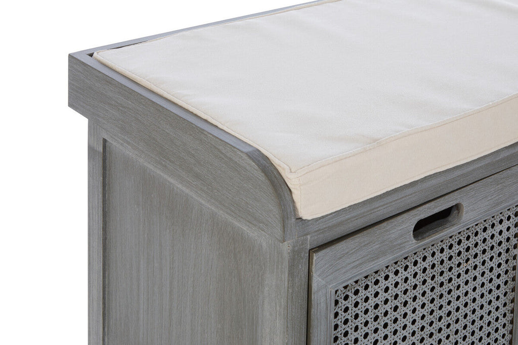 Heritage Grey Wood Storage Bench with 3 Drawers