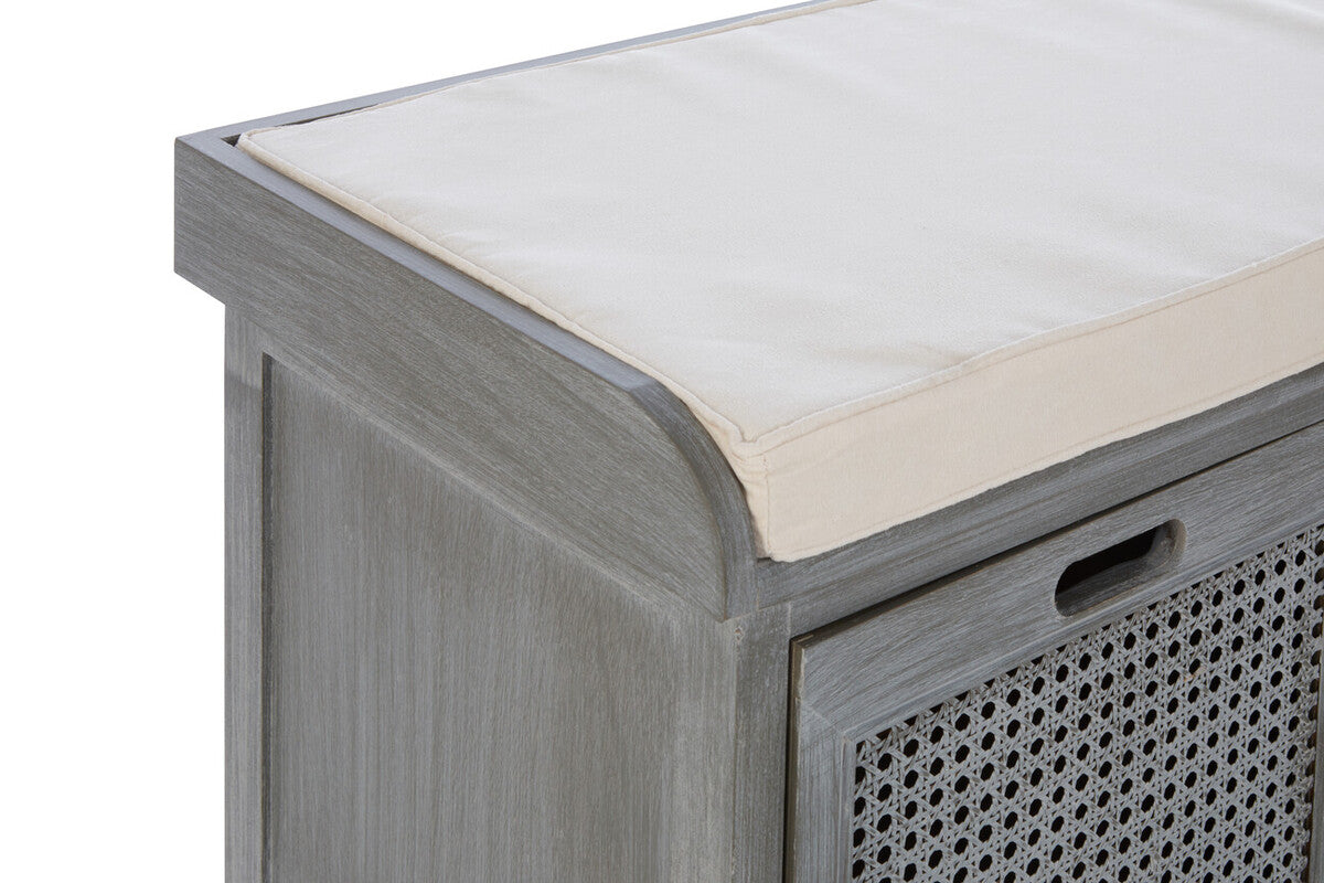 Heritage Grey Wood Storage Bench with 3 Drawers