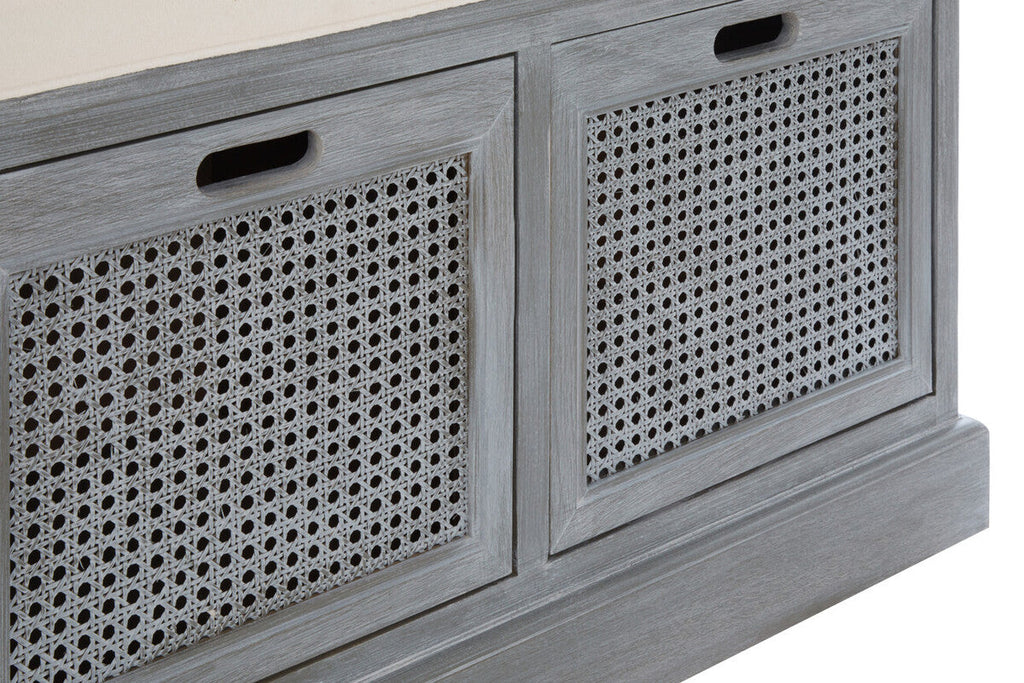 Heritage Grey Wood Storage Bench with 3 Drawers