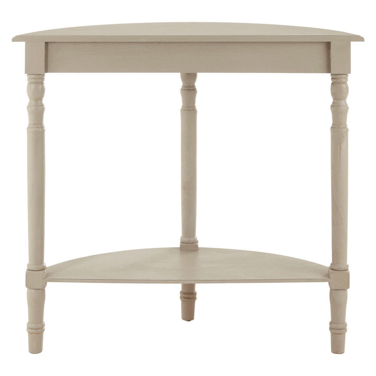 Grey Half Moon Pine Wood Console Table with 1 Lower Storage Shelf, Heritage