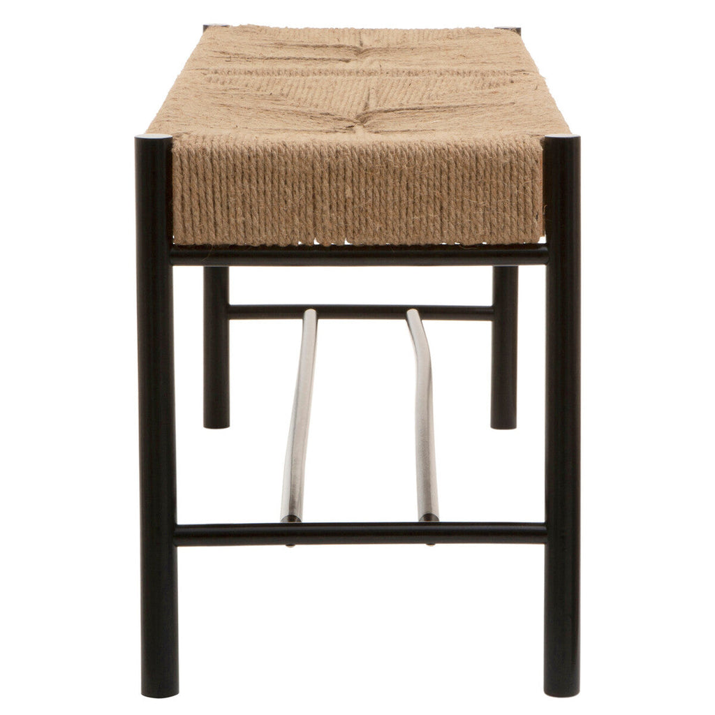 Bandar Large Natural Rope Black Beechwood Bench with Handwoven Seat