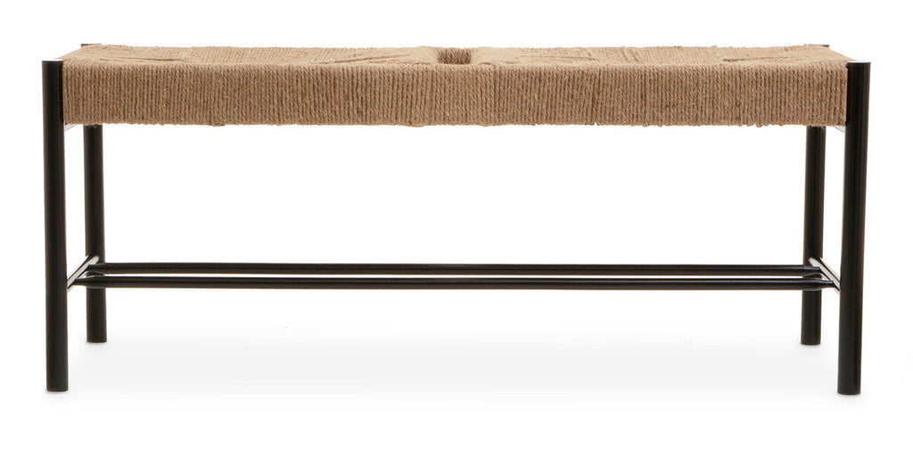 Bandar Large Natural Rope Black Beechwood Bench with Handwoven Seat
