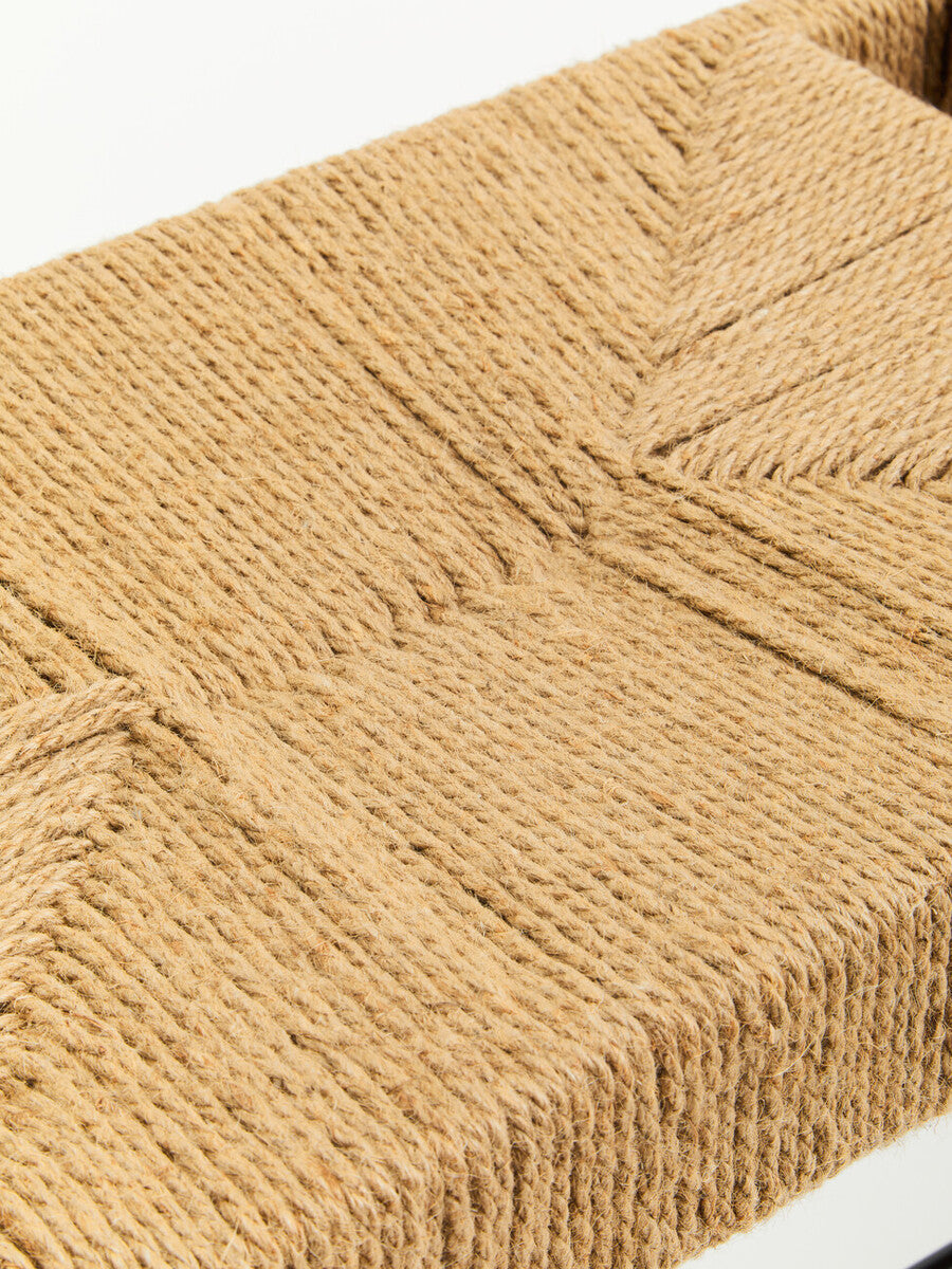 Bandar Large Natural Rope Black Beechwood Bench with Handwoven Seat