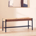 Bandar Large Natural Rope Black Beechwood Bench with Handwoven Seat