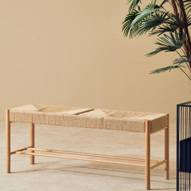 Bandar Natural Rope Beechwood Bench with Handwoven Seat