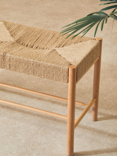 Bandar Natural Rope Beechwood Bench with Handwoven Seat
