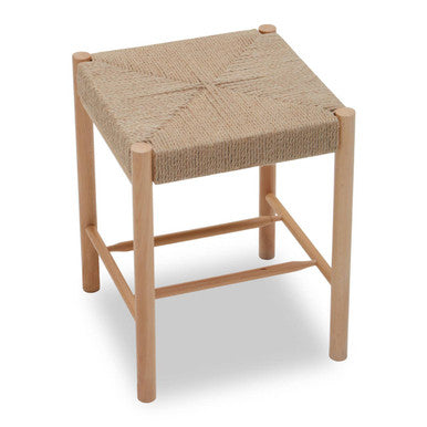 Bandar Natural Rope Beechwood Stool with Handwoven Seat