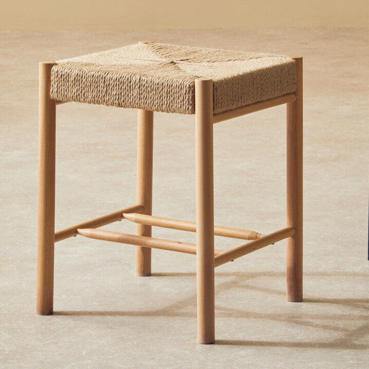 Bandar Natural Rope Beechwood Stool with Handwoven Seat