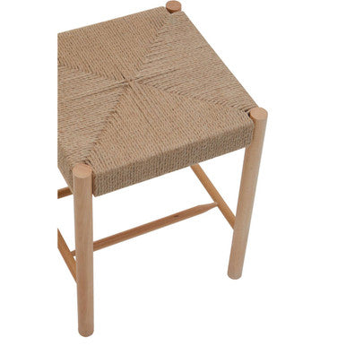 Bandar Natural Rope Beechwood Stool with Handwoven Seat