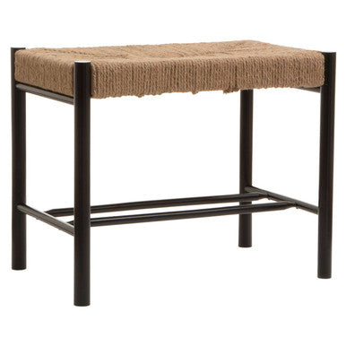 Bandar Small Natural Rope Black Beechwood Bench with Handwoven Seat