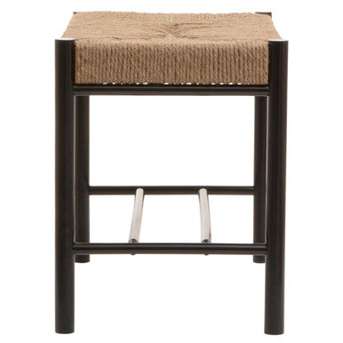 Bandar Small Natural Rope Black Beechwood Bench with Handwoven Seat
