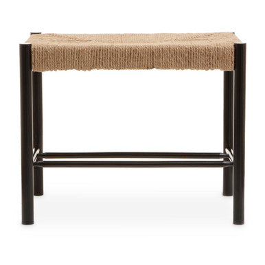 Bandar Small Natural Rope Black Beechwood Bench with Handwoven Seat
