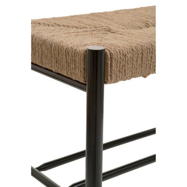 Bandar Small Natural Rope Black Beechwood Bench with Handwoven Seat