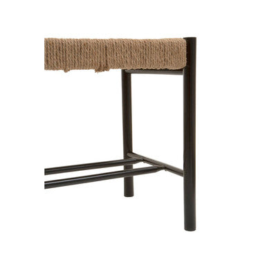 Bandar Small Natural Rope Black Beechwood Bench with Handwoven Seat