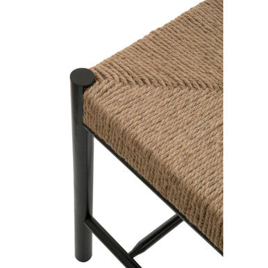 Bandar Small Natural Rope Black Beechwood Bench with Handwoven Seat