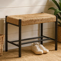 Bandar Small Natural Rope Black Beechwood Bench with Handwoven Seat