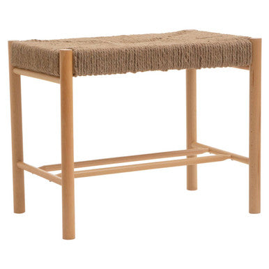 Bandar Small Natural Rope Beechwood Bench with Handwoven Seat