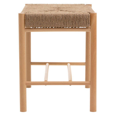 Bandar Small Natural Rope Beechwood Bench with Handwoven Seat