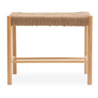 Bandar Small Natural Rope Beechwood Bench with Handwoven Seat