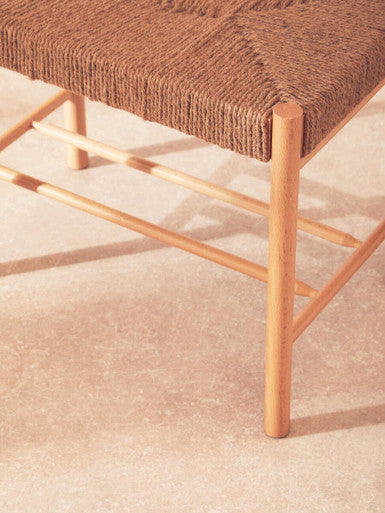Bandar Small Natural Rope Beechwood Bench with Handwoven Seat