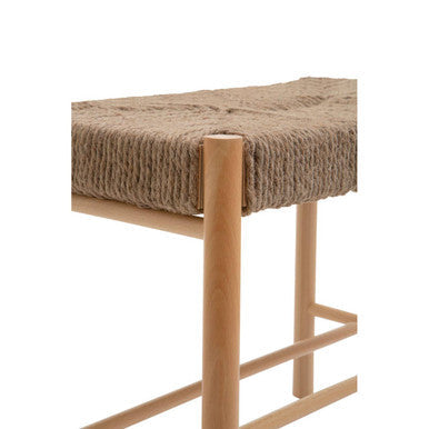 Bandar Small Natural Rope Beechwood Bench with Handwoven Seat