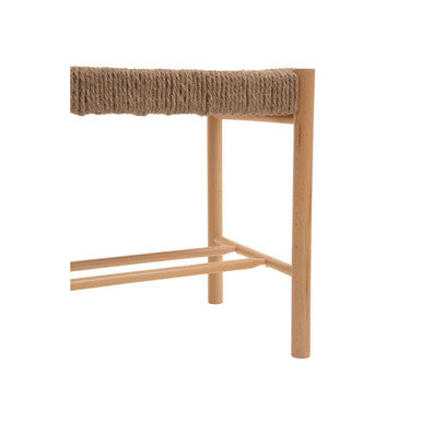 Bandar Small Natural Rope Beechwood Bench with Handwoven Seat