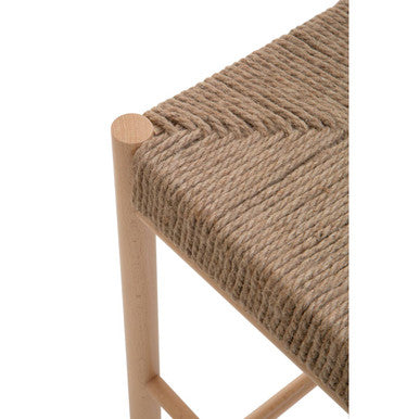 Bandar Small Natural Rope Beechwood Bench with Handwoven Seat