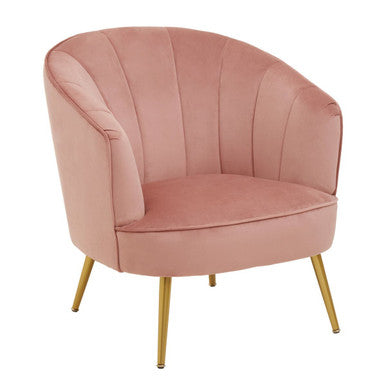 Yolanda Pink Velvet Chair with Curved Back