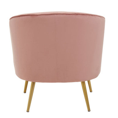 Yolanda Pink Velvet Chair with Curved Back