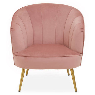 Yolanda Pink Velvet Chair with Curved Back