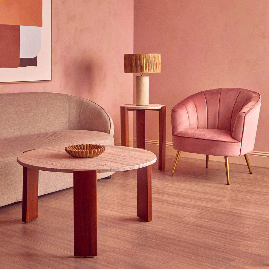 Yolanda Pink Velvet Chair with Curved Back