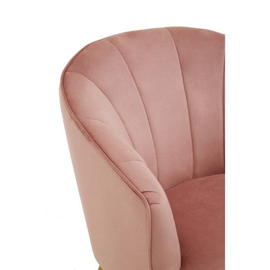 Yolanda Pink Velvet Chair with Curved Back
