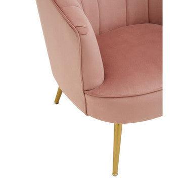 Yolanda Pink Velvet Chair with Curved Back